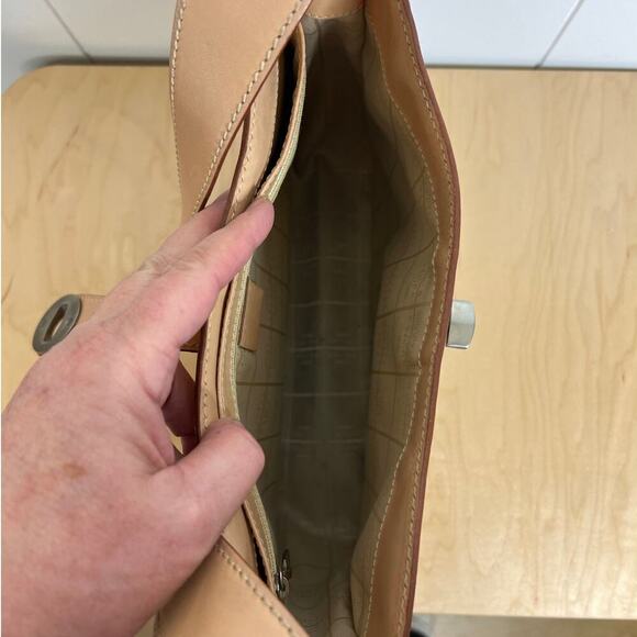 Celine Paris Tan/Gold Leather Brushed Stainless Hardware Shoulder Purse - Picture 8 of 11